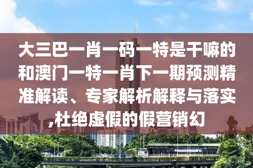大三巴一肖一碼一特是干嘛的和澳門一特一肖下一期預(yù)測精準(zhǔn)解讀、專家解析解釋與落實(shí),杜絕虛假的假營銷幻