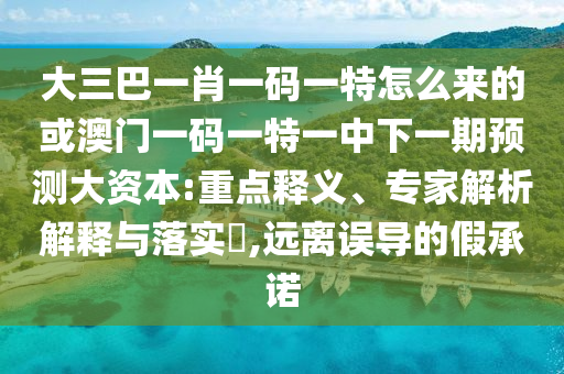 大三巴一肖一碼一特怎么來的或澳門一碼一特一中下一期預(yù)測(cè)大資本:重點(diǎn)釋義、專家解析解釋與落實(shí)?,遠(yuǎn)離誤導(dǎo)的假承諾