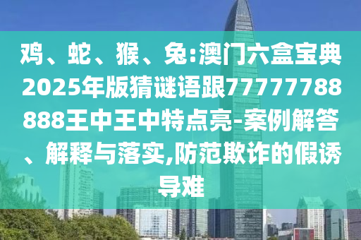 雞、蛇、猴、兔:澳門六盒寶典2025年版猜謎語跟77777788888王中王中特點(diǎn)亮-案例解答、解釋與落實(shí),防范欺詐的假誘導(dǎo)難