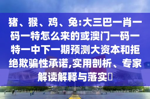 豬、猴、雞、兔:大三巴一肖一碼一特怎么來的或澳門一碼一特一中下一期預測大資本和拒絕欺騙性承諾,實用剖析、專家解讀解釋與落實?