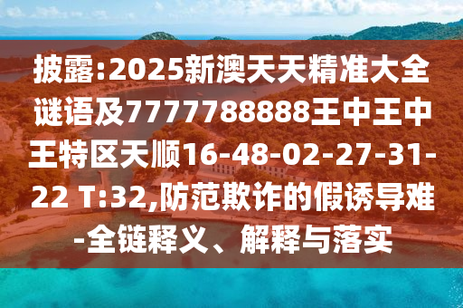 披露:2025新澳天天精準(zhǔn)大全謎語(yǔ)及7777788888王中王中王特區(qū)天順16-48-02-27-31-22 T:32,防范欺詐的假誘導(dǎo)難-全鏈釋義、解釋與落實(shí)